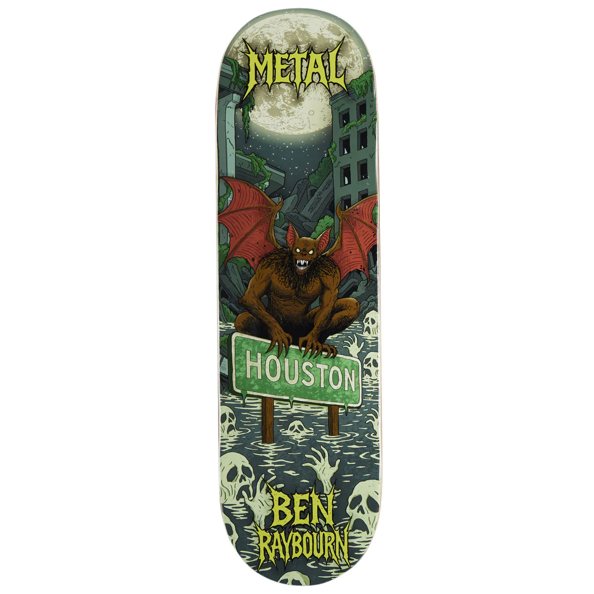 Metal Ben Raybourn Houston Bat Skateboard Deck - 8.60"