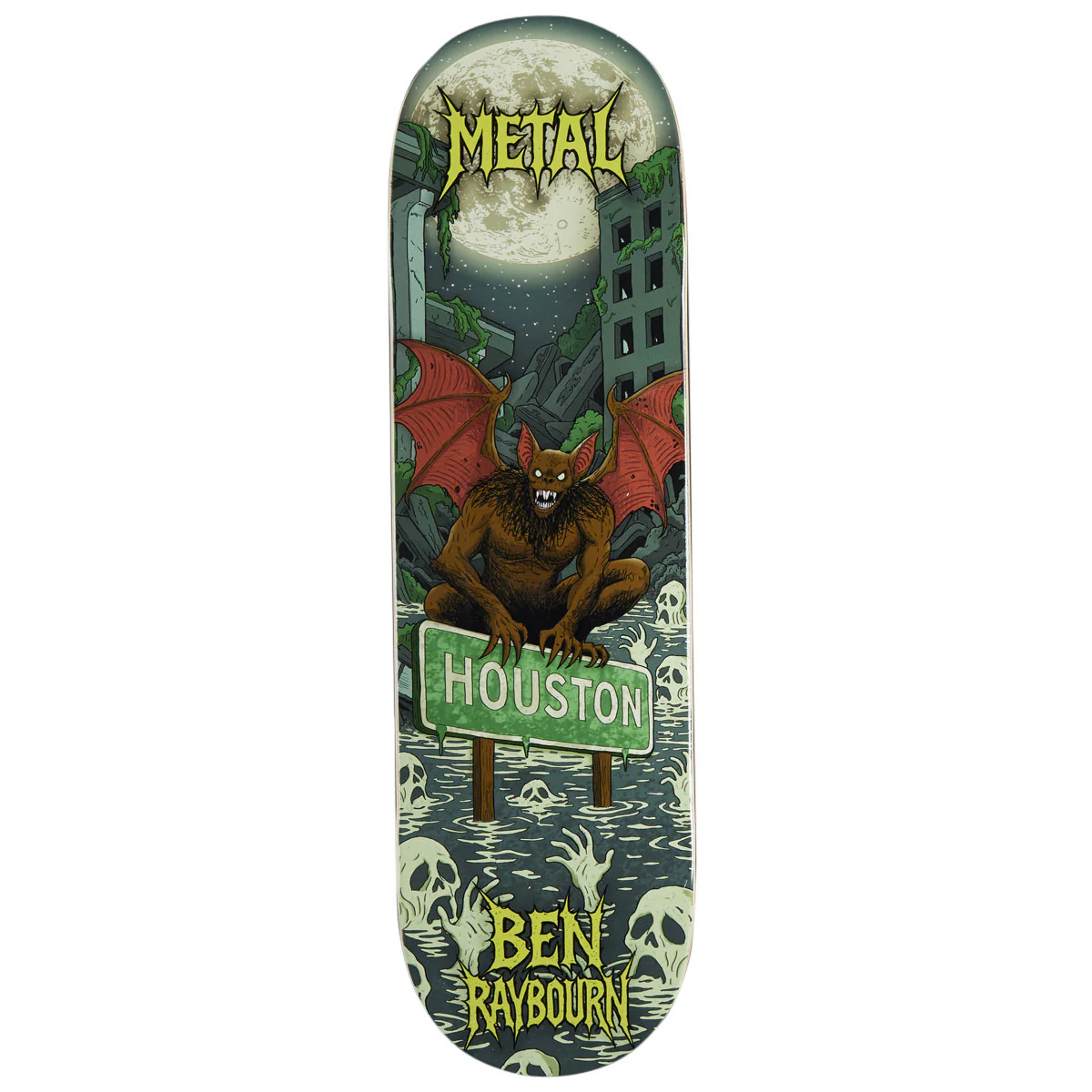 Metal Ben Raybourn Houston Bat Skateboard Deck - 8.80"