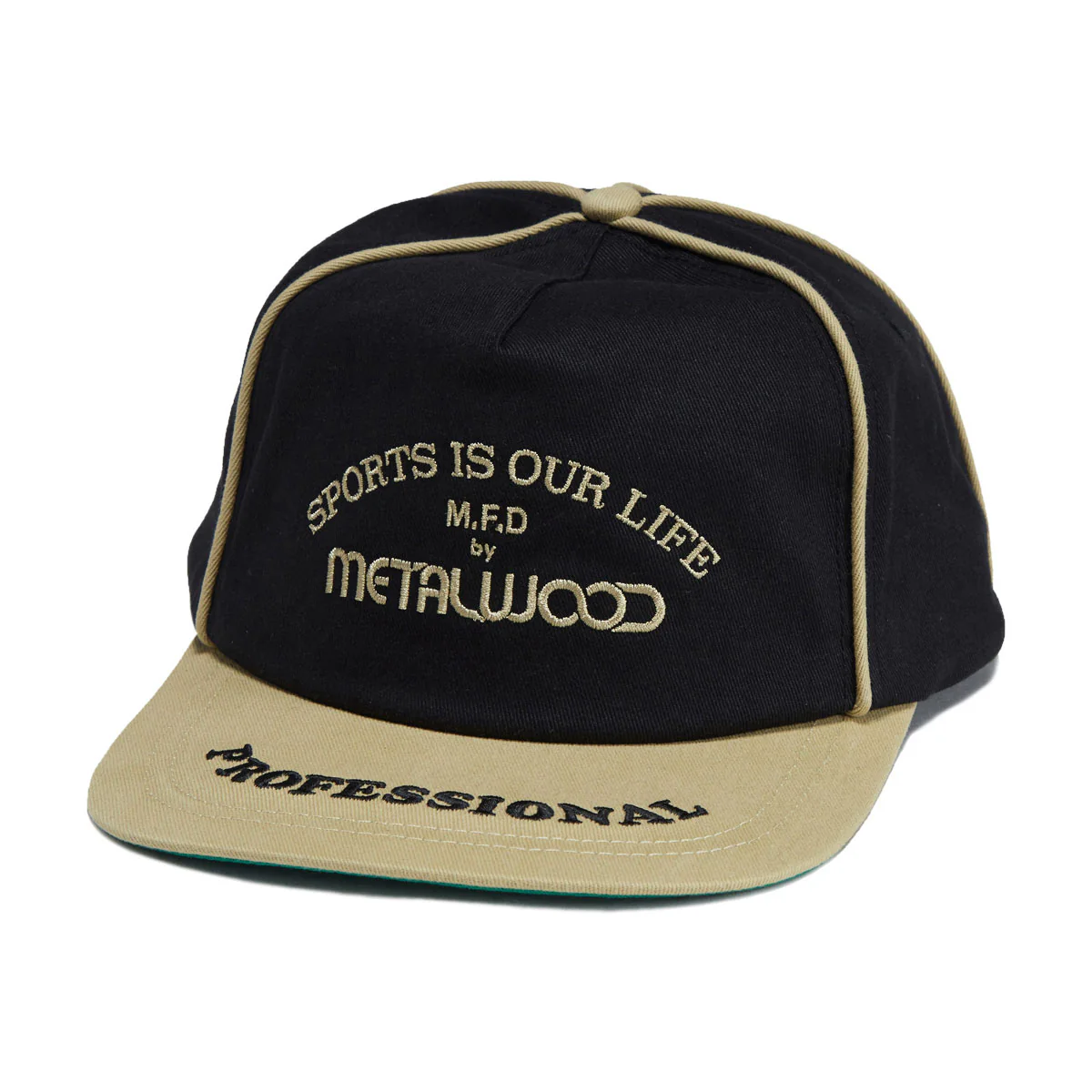 Metalwood Professional Piping Snapback Hat - Black