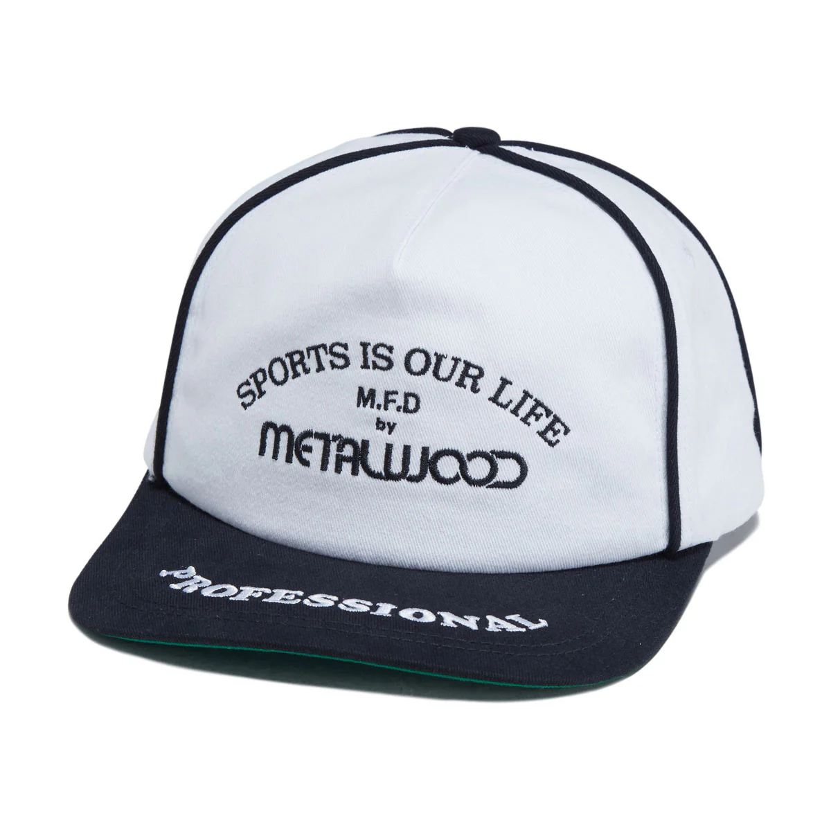 Metalwood Professional Piping Snapback Hat - White