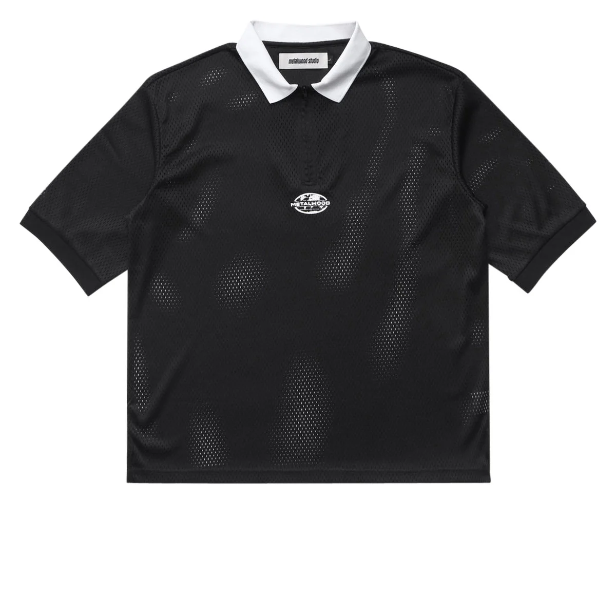 Metalwood Quarter Zip Jersey Polo Shirt - Black