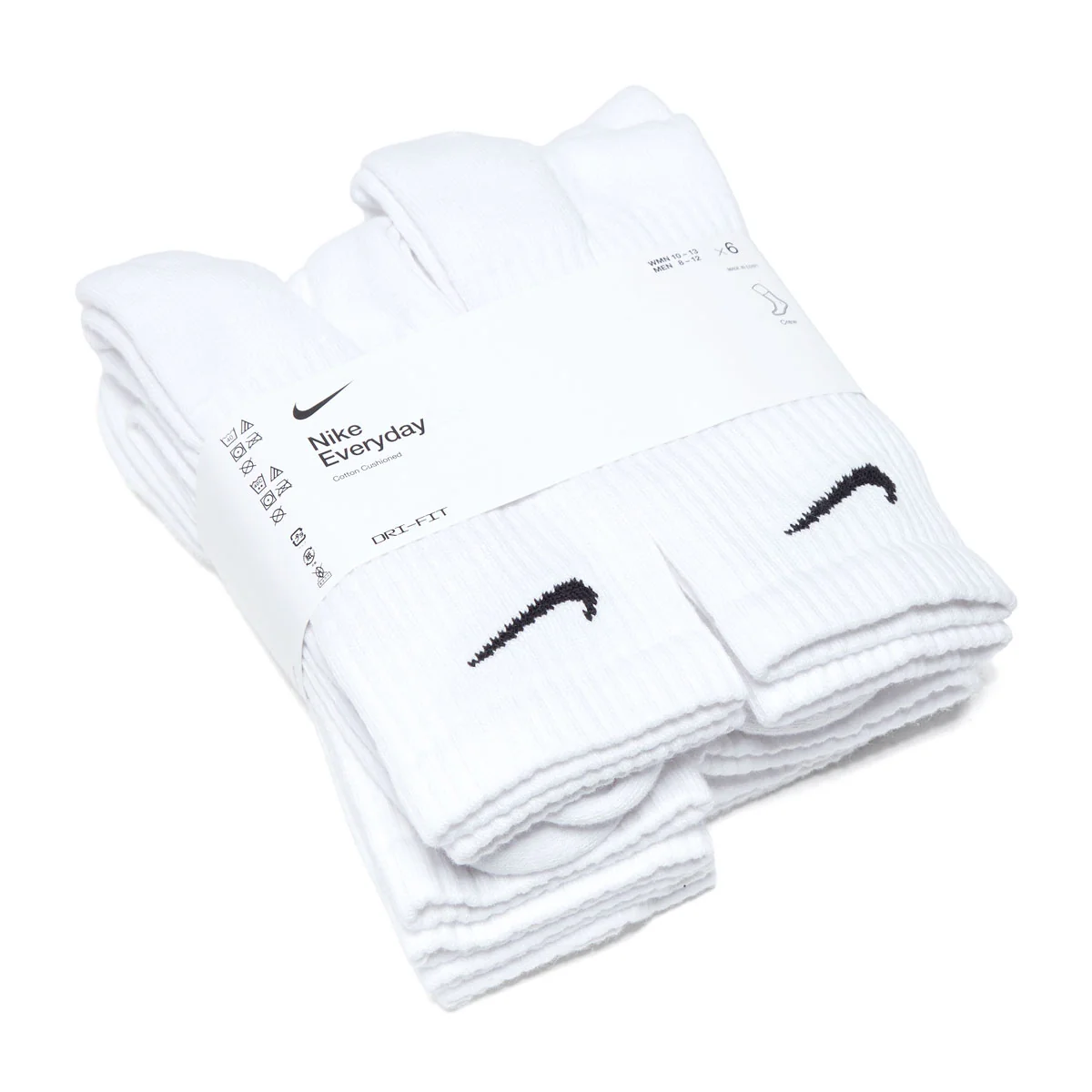 Nike Everyday Cushioned 6 Pack Of Socks - White/Black - Image 2