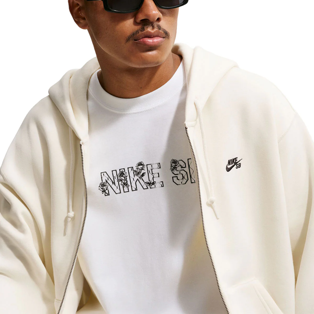 Nike SB New Logo Zip Hoodie - Coconut Milk/Black - Image 4