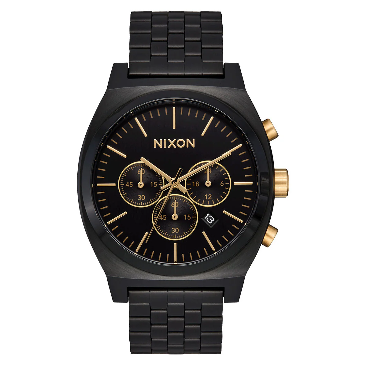 Nixon Time Teller Chrono Watch - Black/Black/Gold