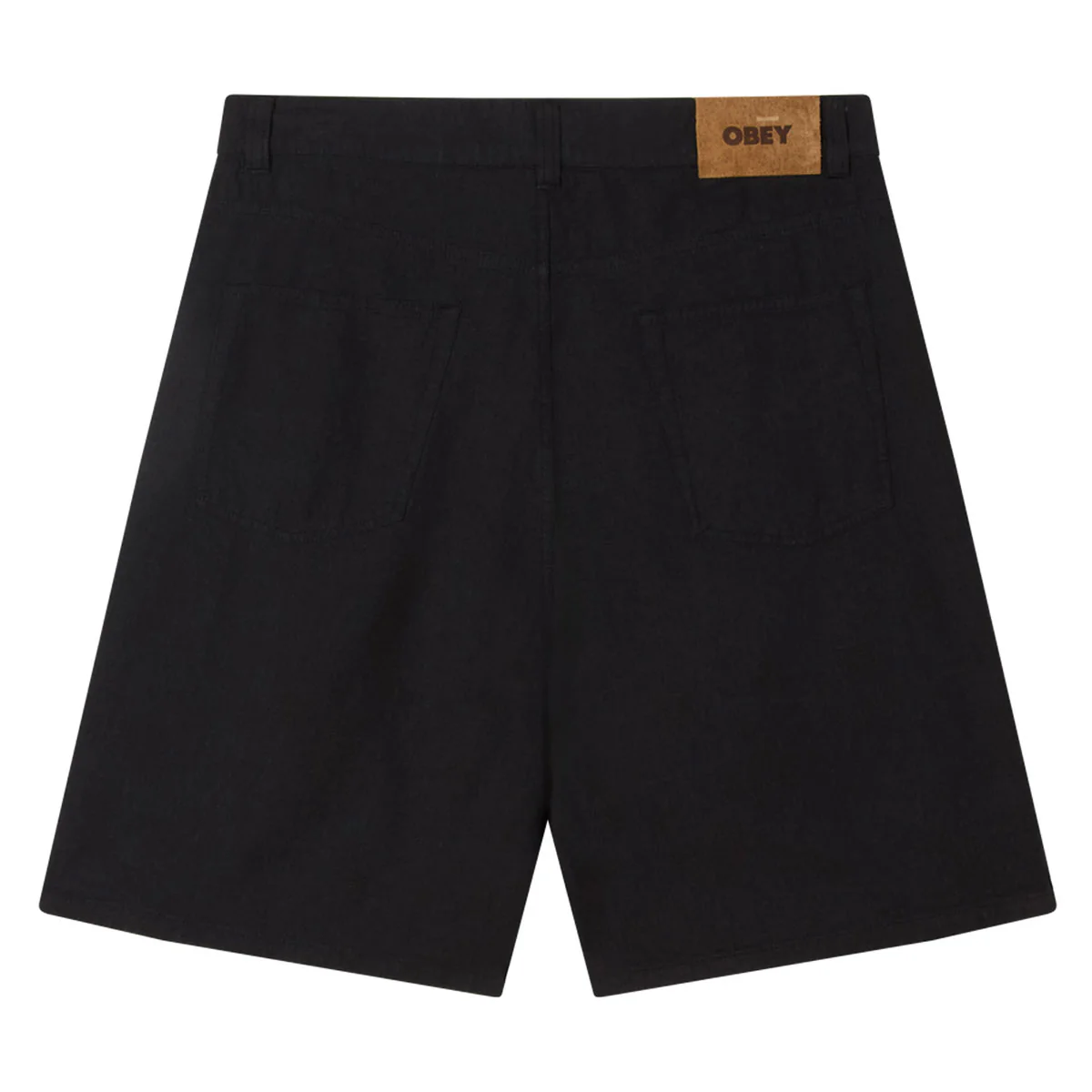 Obey Baggy Linen Devin Shorts - Black - Image 2