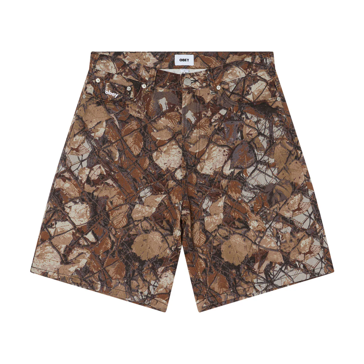 Obey Bigwig Baggy Denim Shorts - Fence Camo