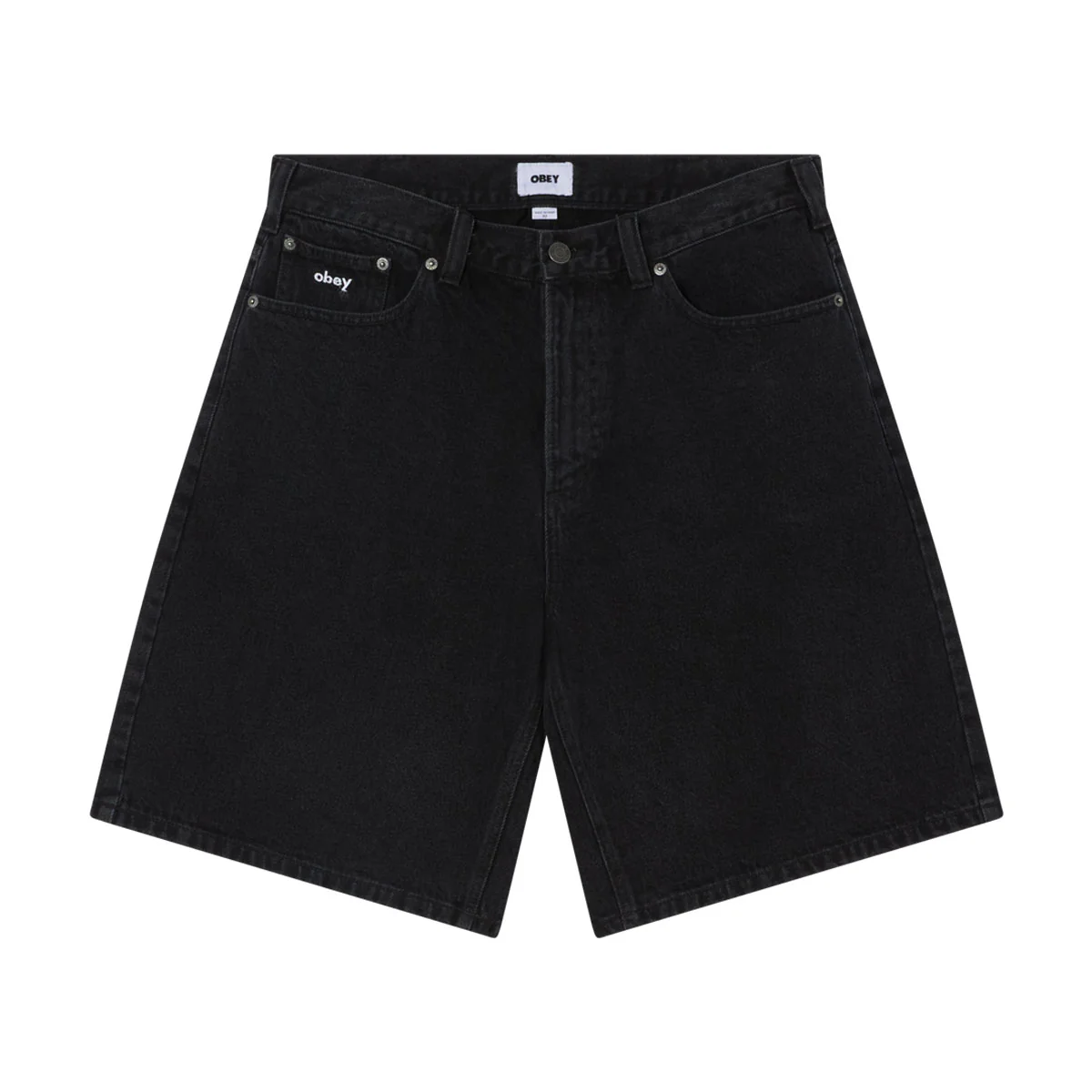 Obey Bigwig Baggy Denim Shorts - Washed Black