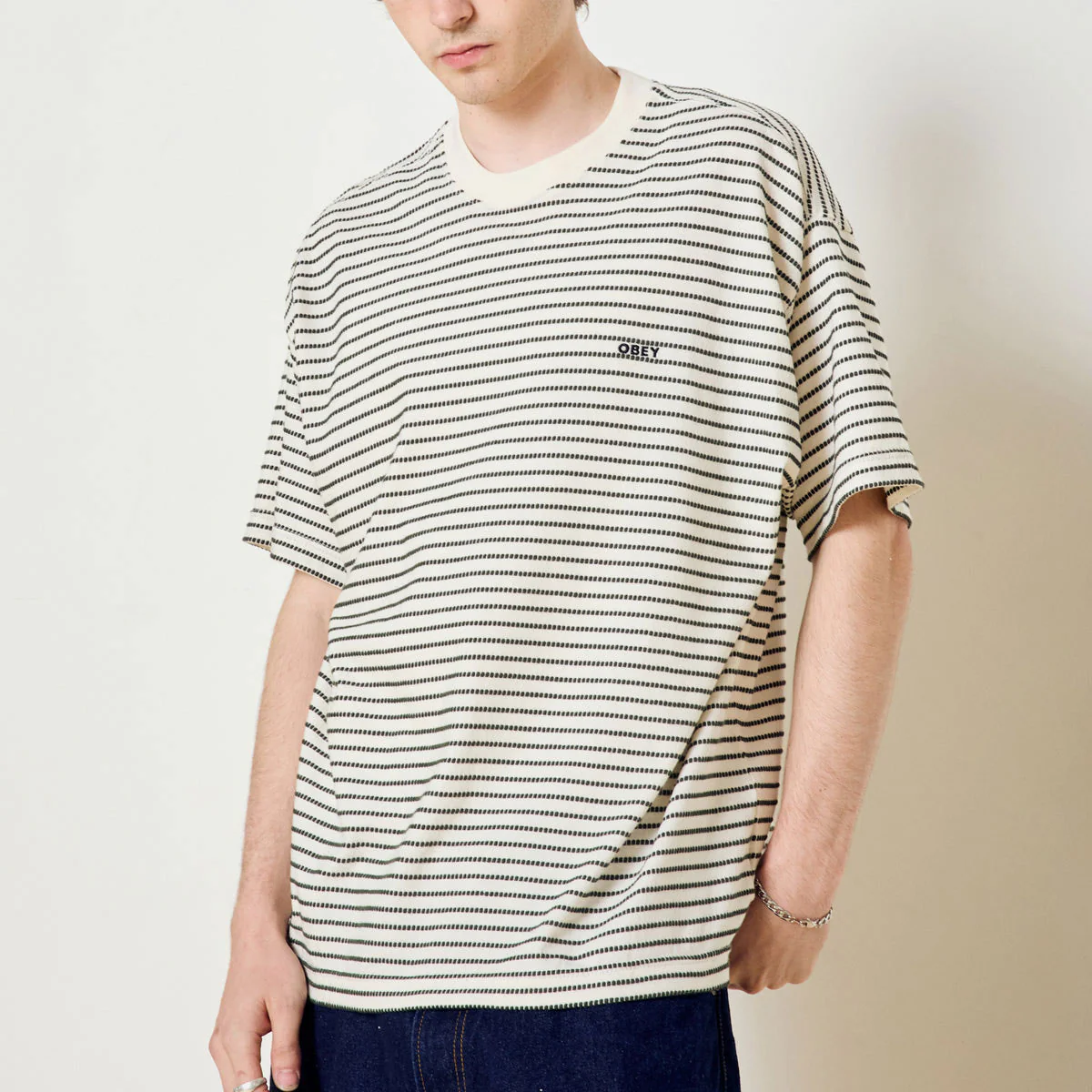 Obey Edwin Tee T-Shirt - Cream Mutli - Image 4