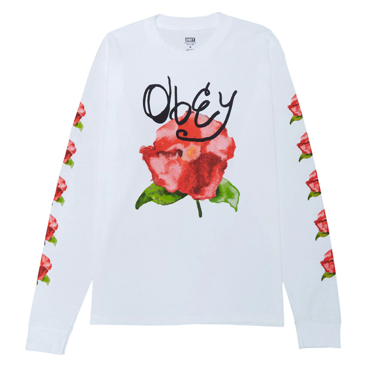 Obey Watercolor Poppy Long Sleeve T-Shirt - White