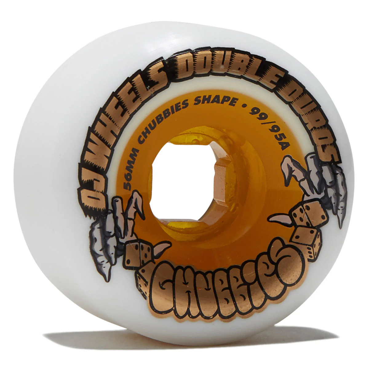 OJ Team Double Duro Chubbies 99a/95a Skateboard Wheels - White/Gold - 56mm