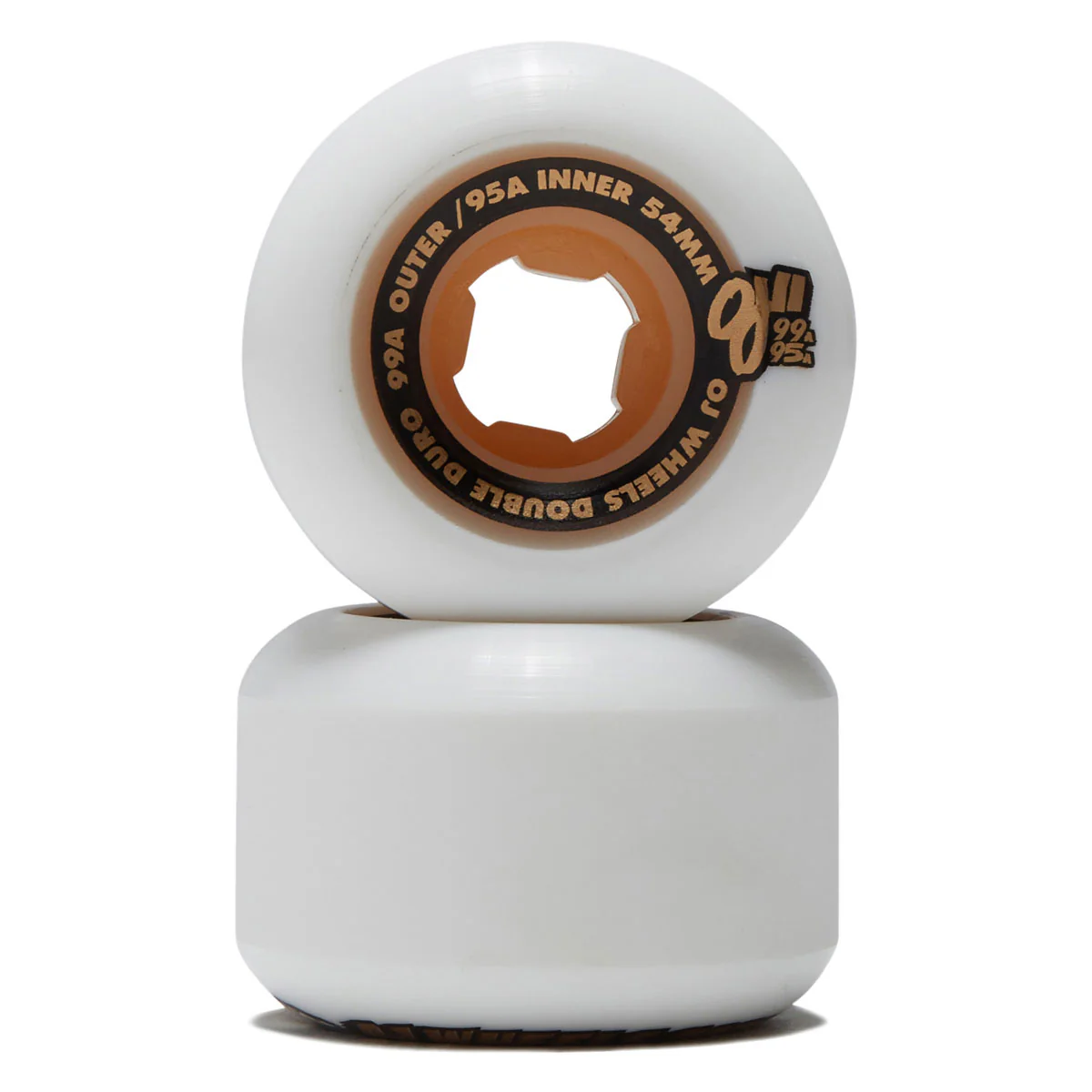 OJ Team Double Duro Chubbies 99a/95a Skateboard Wheels - White/Gum - 54mm - Image 2
