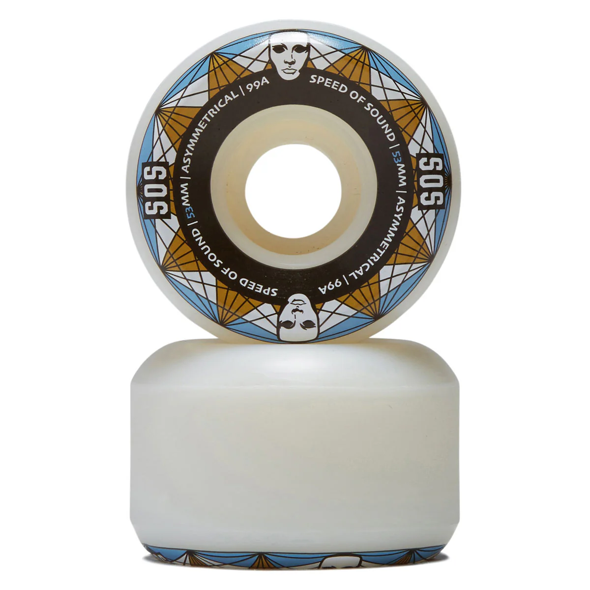 Opera SOS Barbwire Asymmetrical 99a Skateboard Wheels - White - 53mm - Image 2