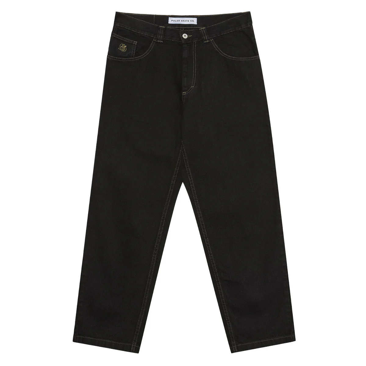 Polar 93! Contrast Stitching Denim Jeans - Black/Dark Olive