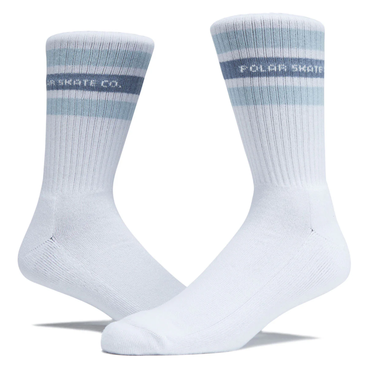 Polar Fat Stripe Rib Socks - White/Light Blue - Image 2