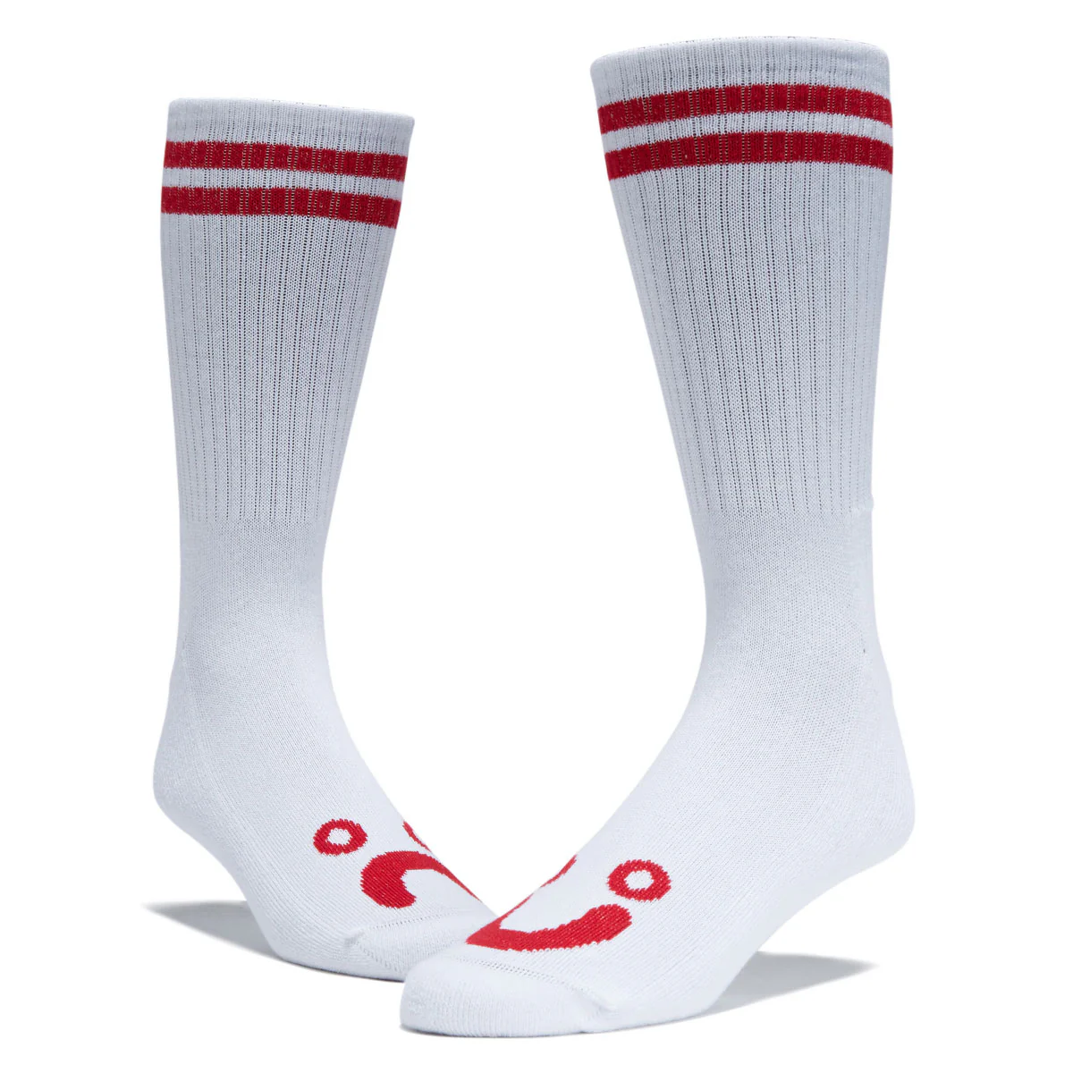 Polar Happy Sad Rib Socks - White/Red
