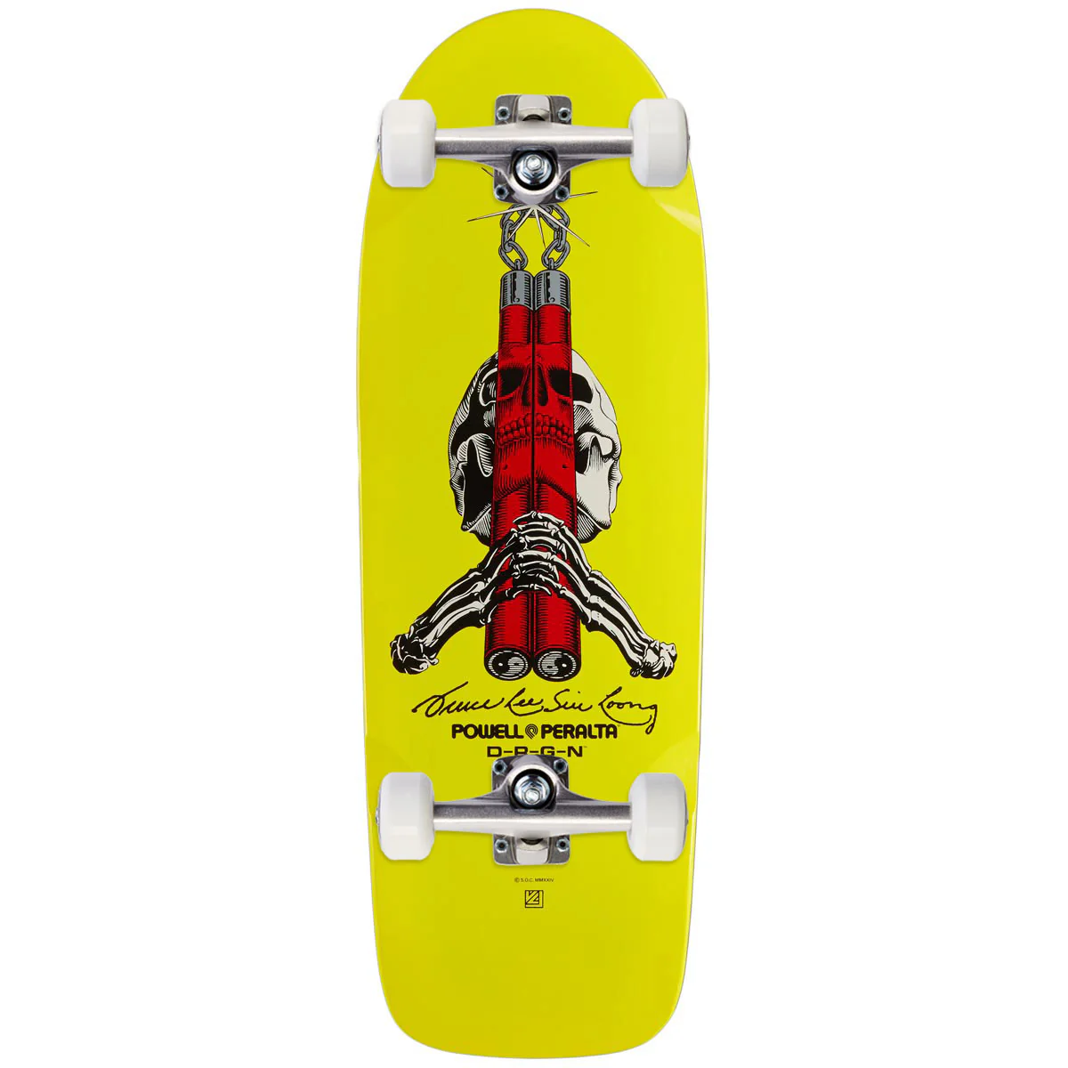 Powell-Peralta Bruce Lee Skull And Numchucks Skateboard Complete - Yellow - 10.00"