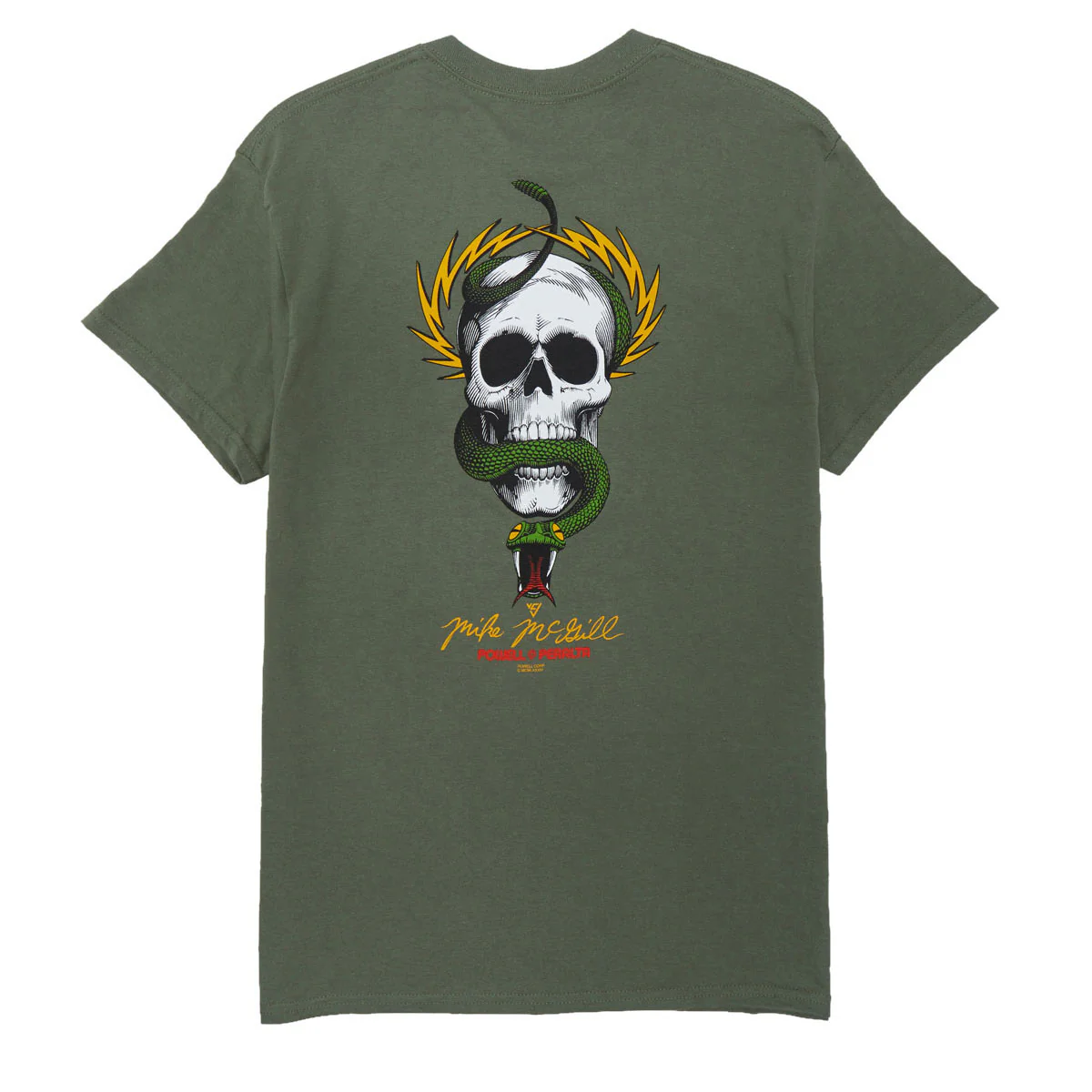 Powell-Peralta Mike McGill Skull And Snake T-Shirt - Military Green II