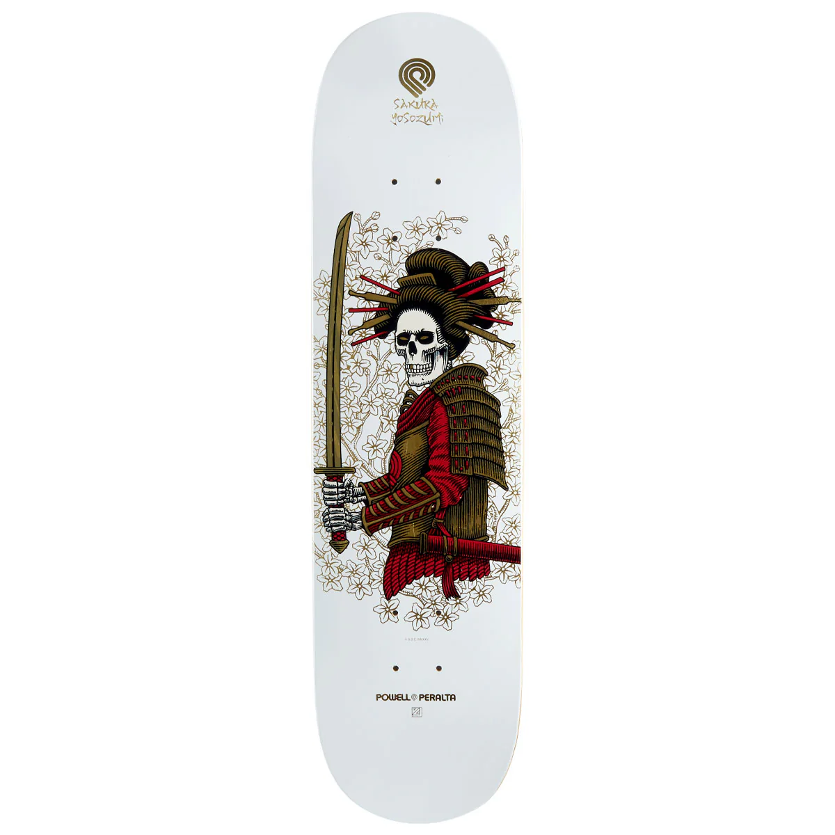 Powell-Peralta Sakura Yosozumi Onna-Bugeisha Skateboard Deck - White/Gold Foil - 8.00"