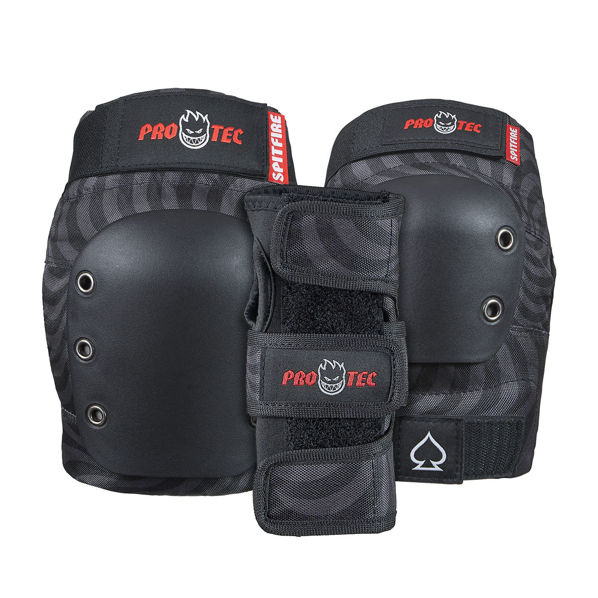 Pro-Tec x Spitfire Street Adult 3 Pack Open Back Set Of Pads - Black Swirl