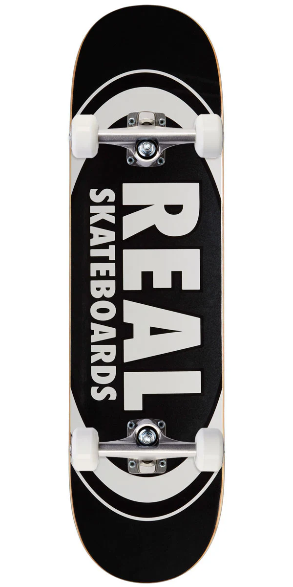 Real Team Classic Oval Skateboard Complete - Black - 8.25"