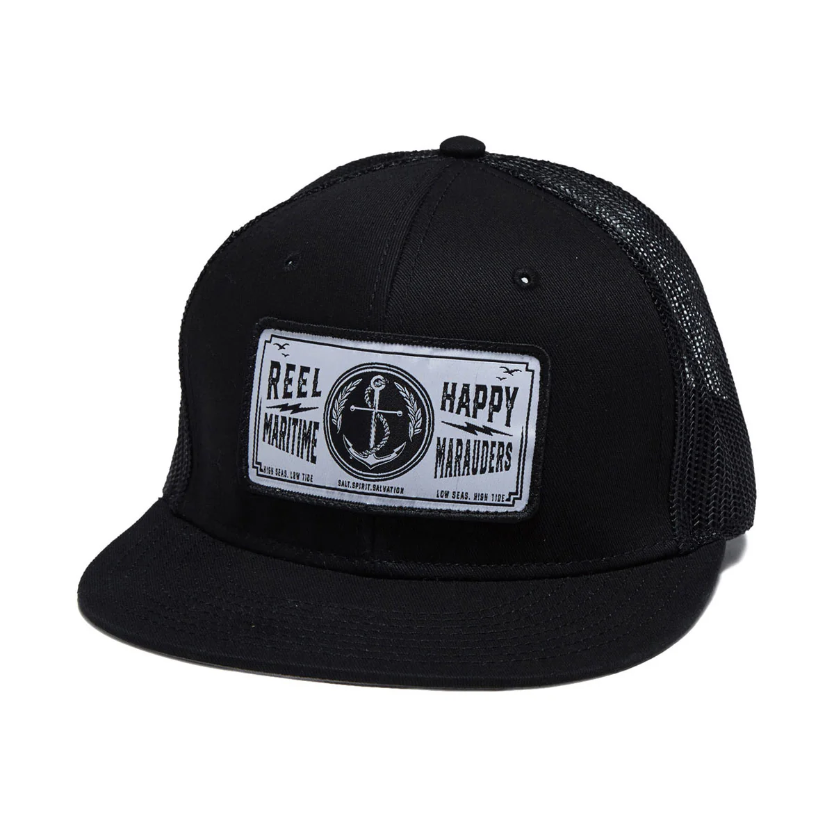 Reel Happy Anchor Trucker Hat - Black
