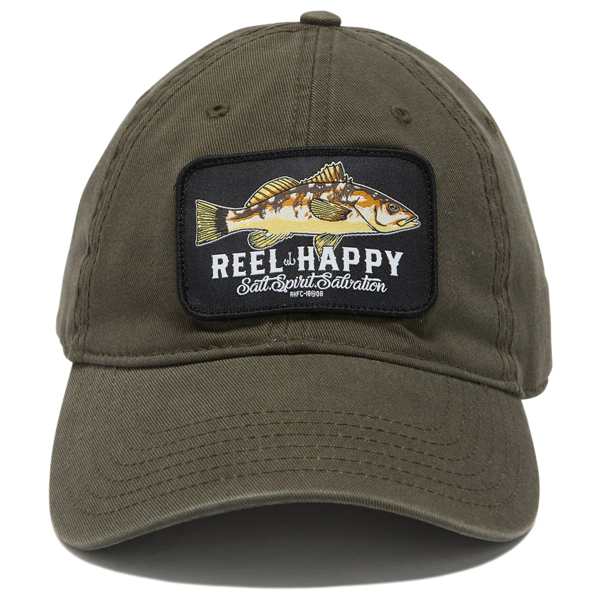 Reel Happy Calico Dad Hat - Olive Green - Image 2