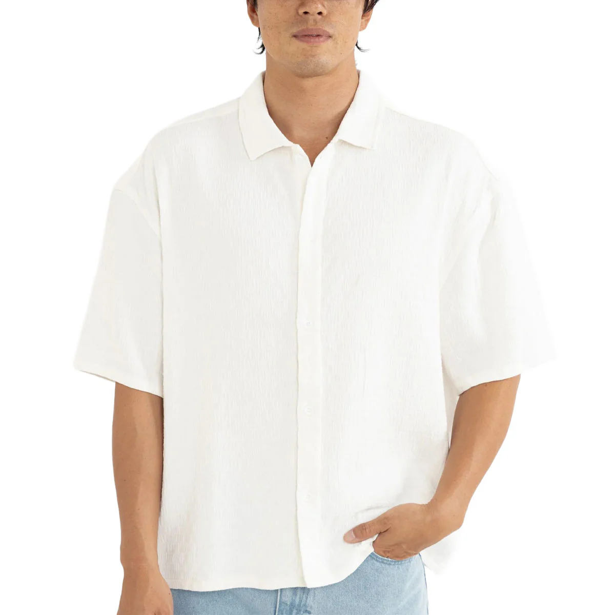 Rhythm Leads Relaxed Check Shirt - White