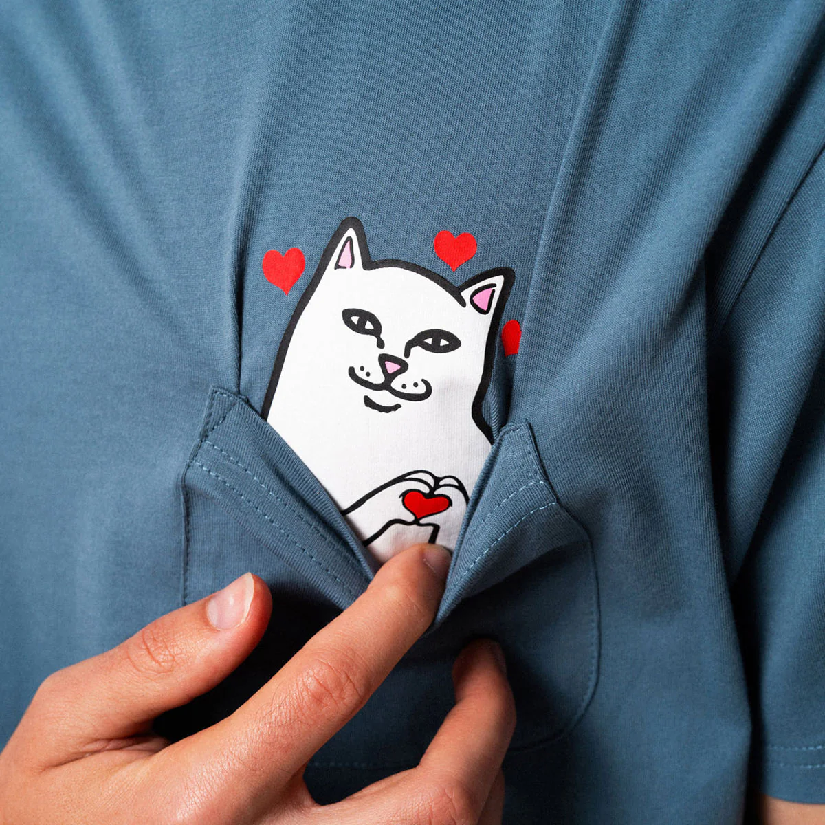 RIPNDIP Nermal Loves Pocket T-Shirt - Slate - Image 3