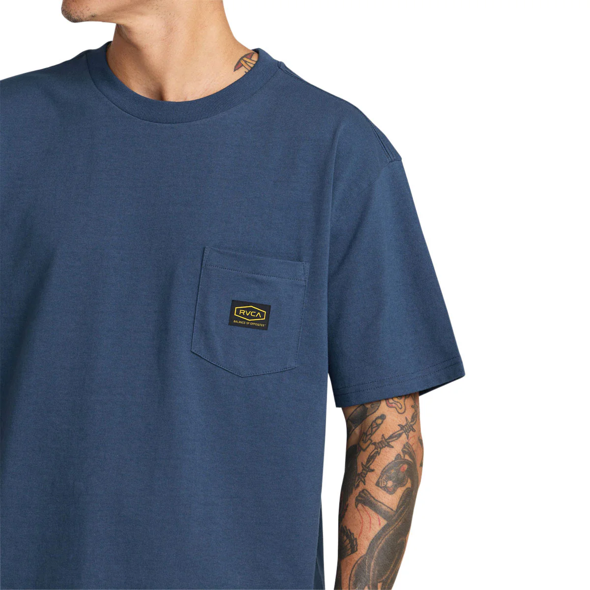 RVCA Americana Pocket Label T-Shirt - Dark Denim - Image 3