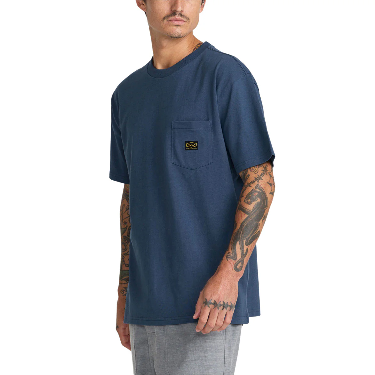 RVCA Americana Pocket Label T-Shirt - Dark Denim - Image 4