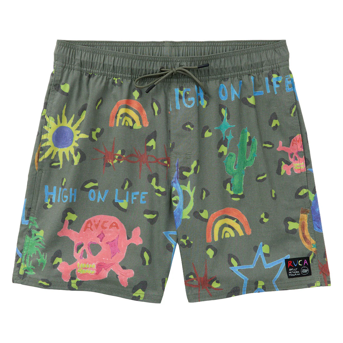 RVCA Dani Skull Elastic 17" Boardshorts - Olive