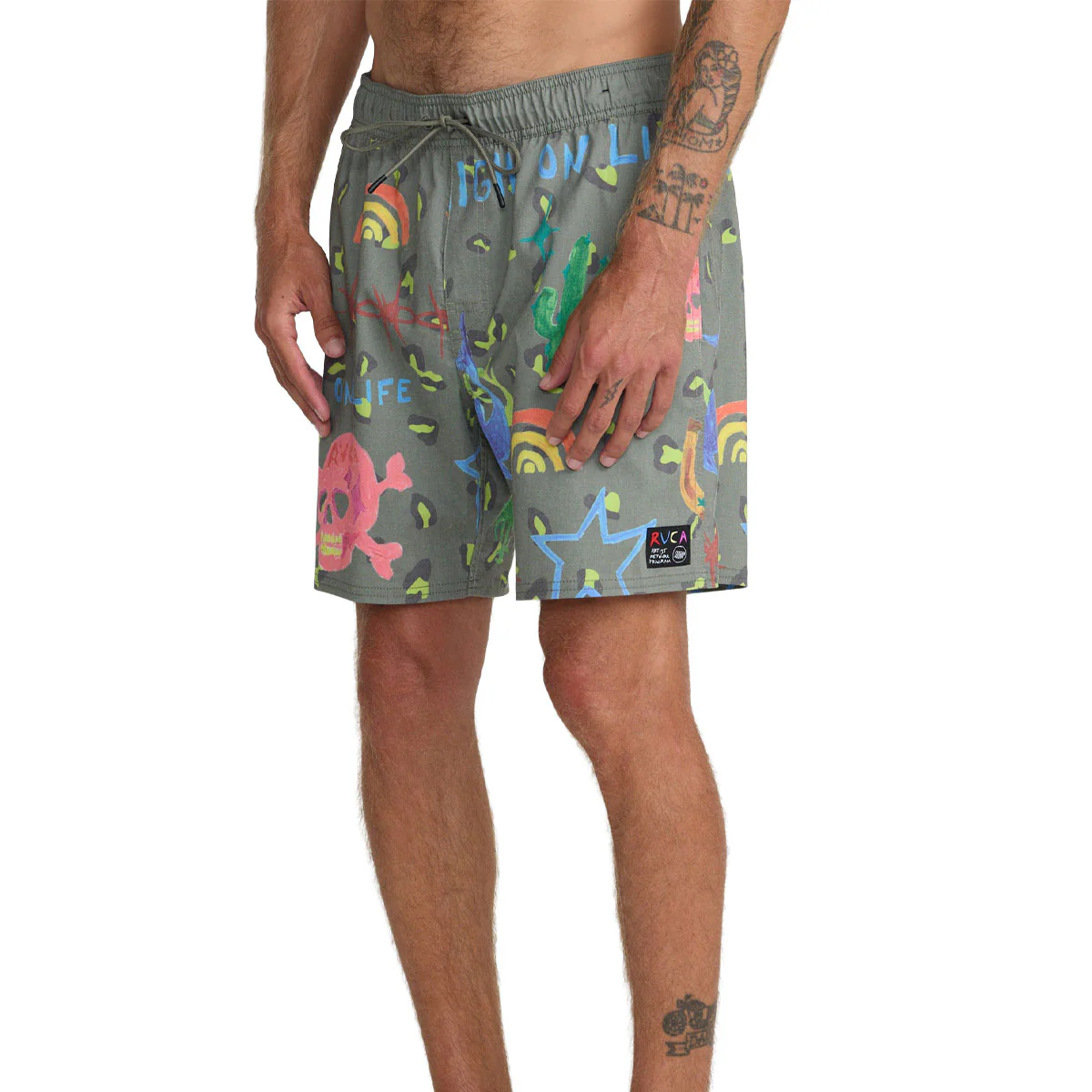 RVCA Dani Skull Elastic 17" Boardshorts - Olive - Image 4