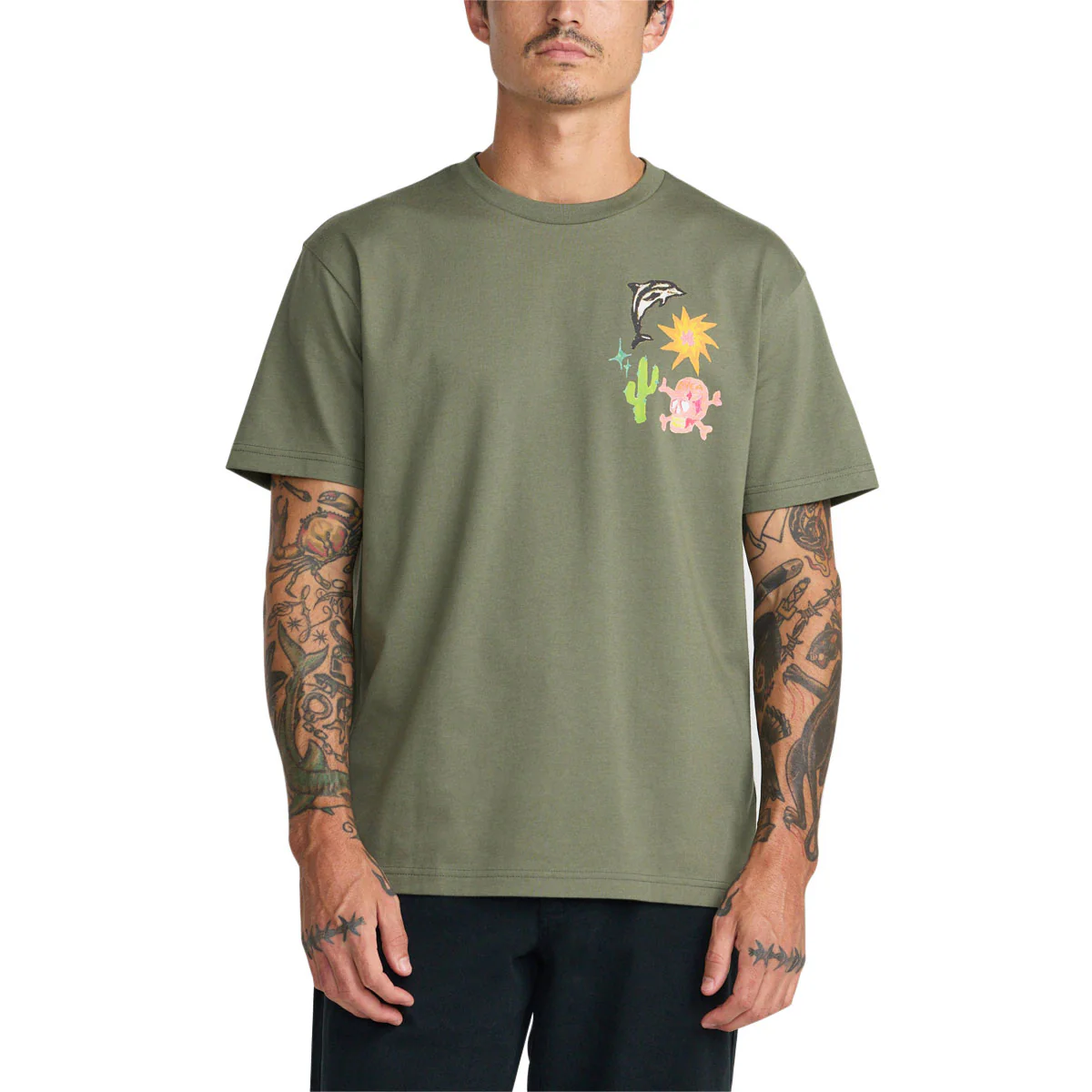 RVCA High On Life T-Shirt - Olive - Image 3