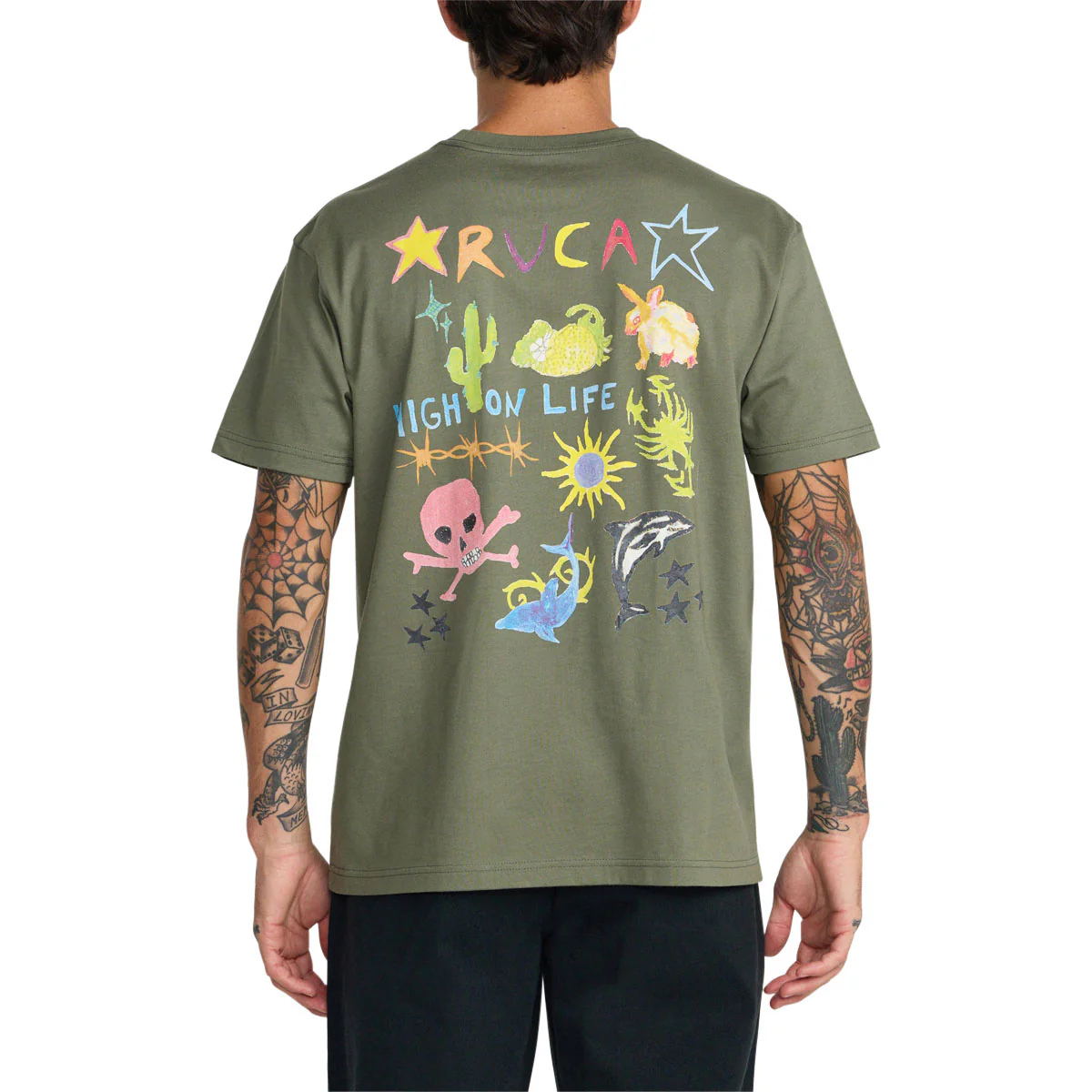 RVCA High On Life T-Shirt - Olive - Image 4