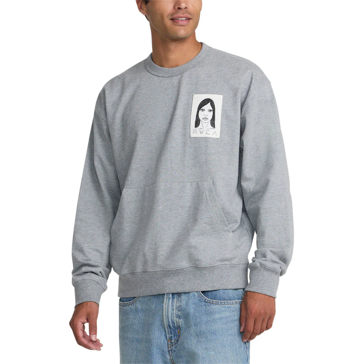 RVCA Sleepy Girl Pocket Crew Sweatshirt - Charcoal Heather - Image 4