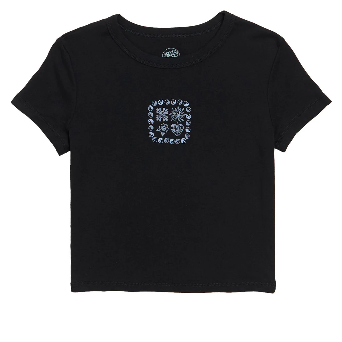 Santa Cruz Womens Strange Heart Center Cropped T-Shirt - Black