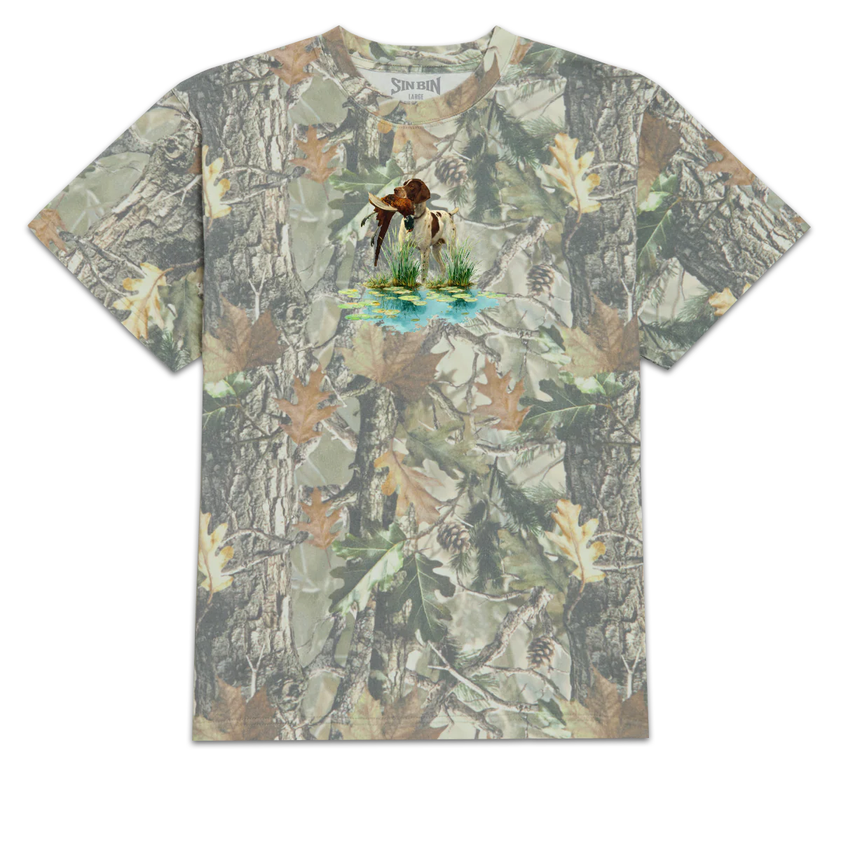 Sin Bin Dog With Bird T-Shirt - Camo - MD