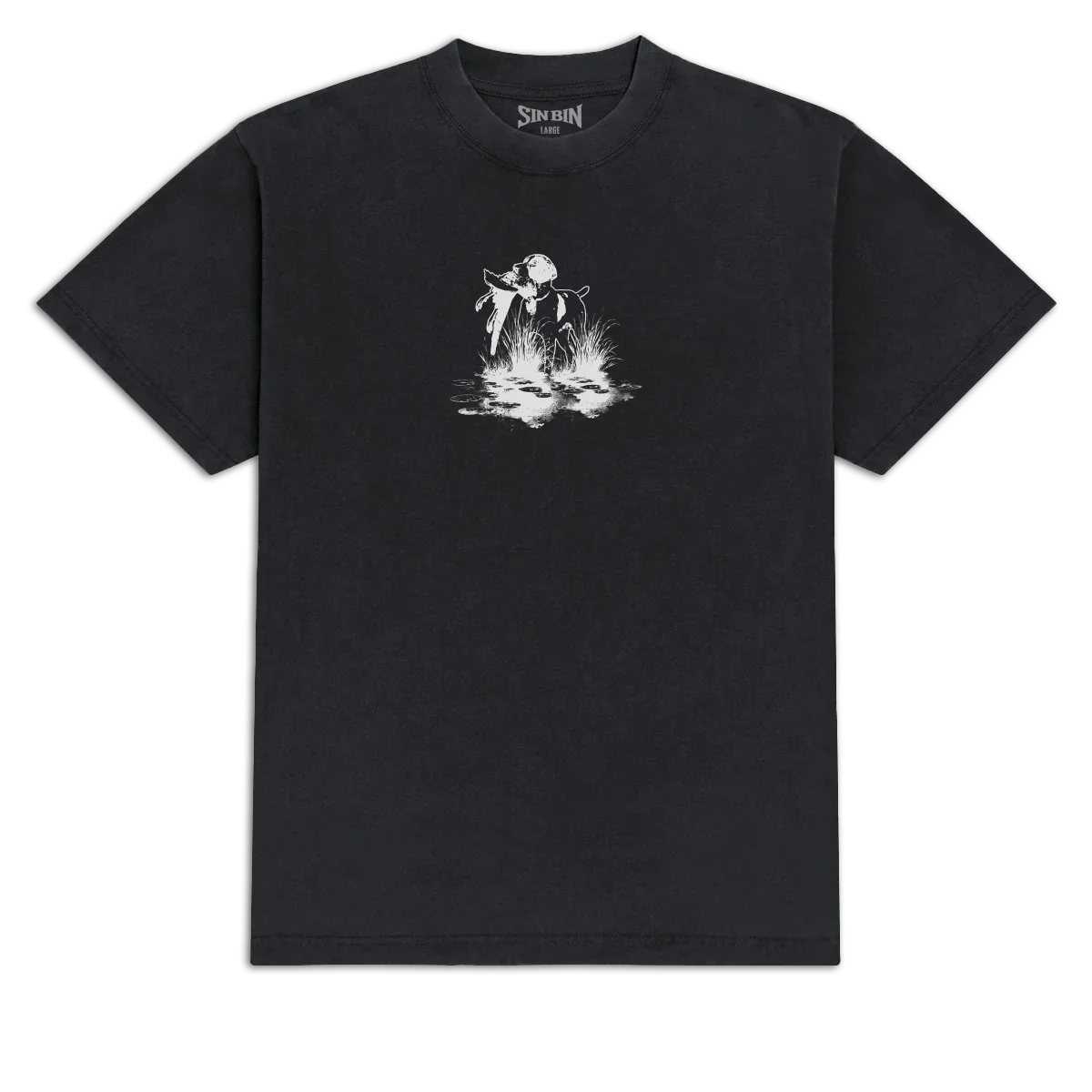 Sin Bin Dog With Bird T-Shirt - Vintage Black - MD