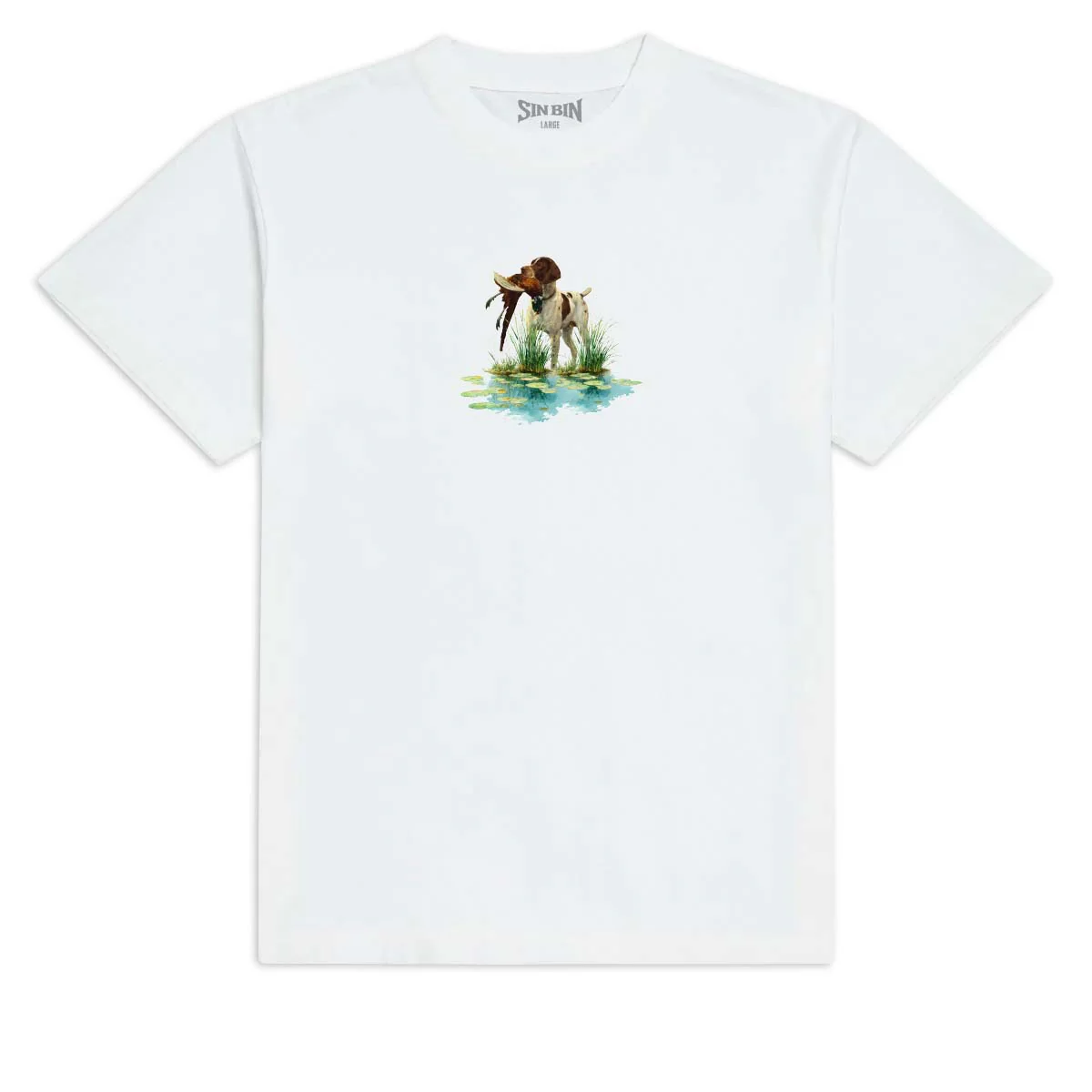 Sin Bin Dog With Bird T-Shirt - White
