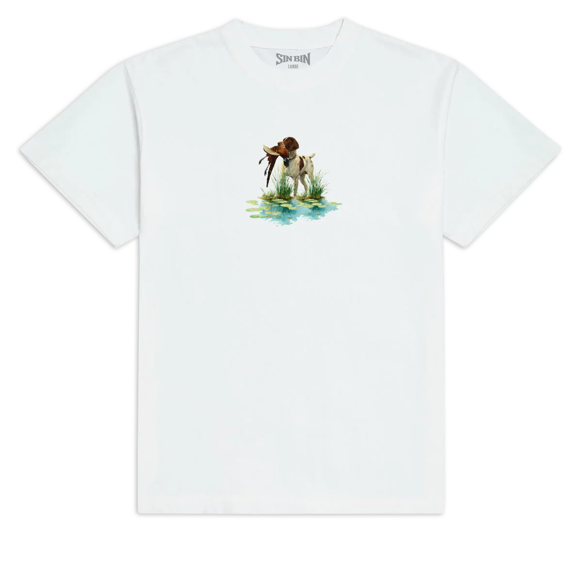 Sin Bin Dog With Bird T-Shirt - White - XL
