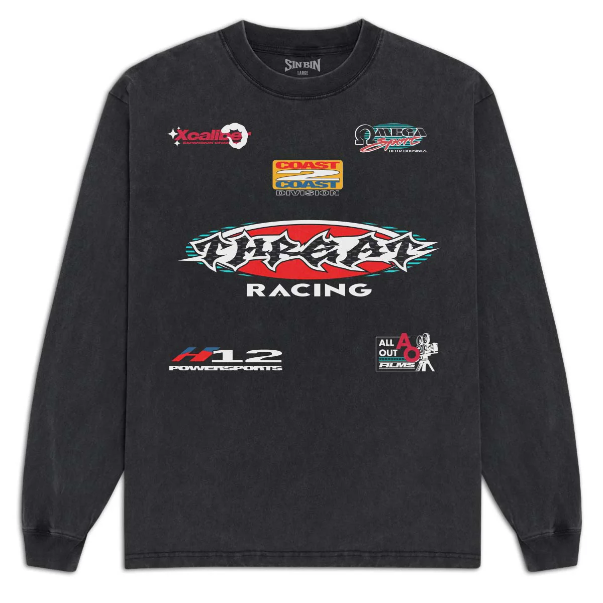 Sin Bin Threat Racing Long Sleeve T-Shirt - Vintage Black