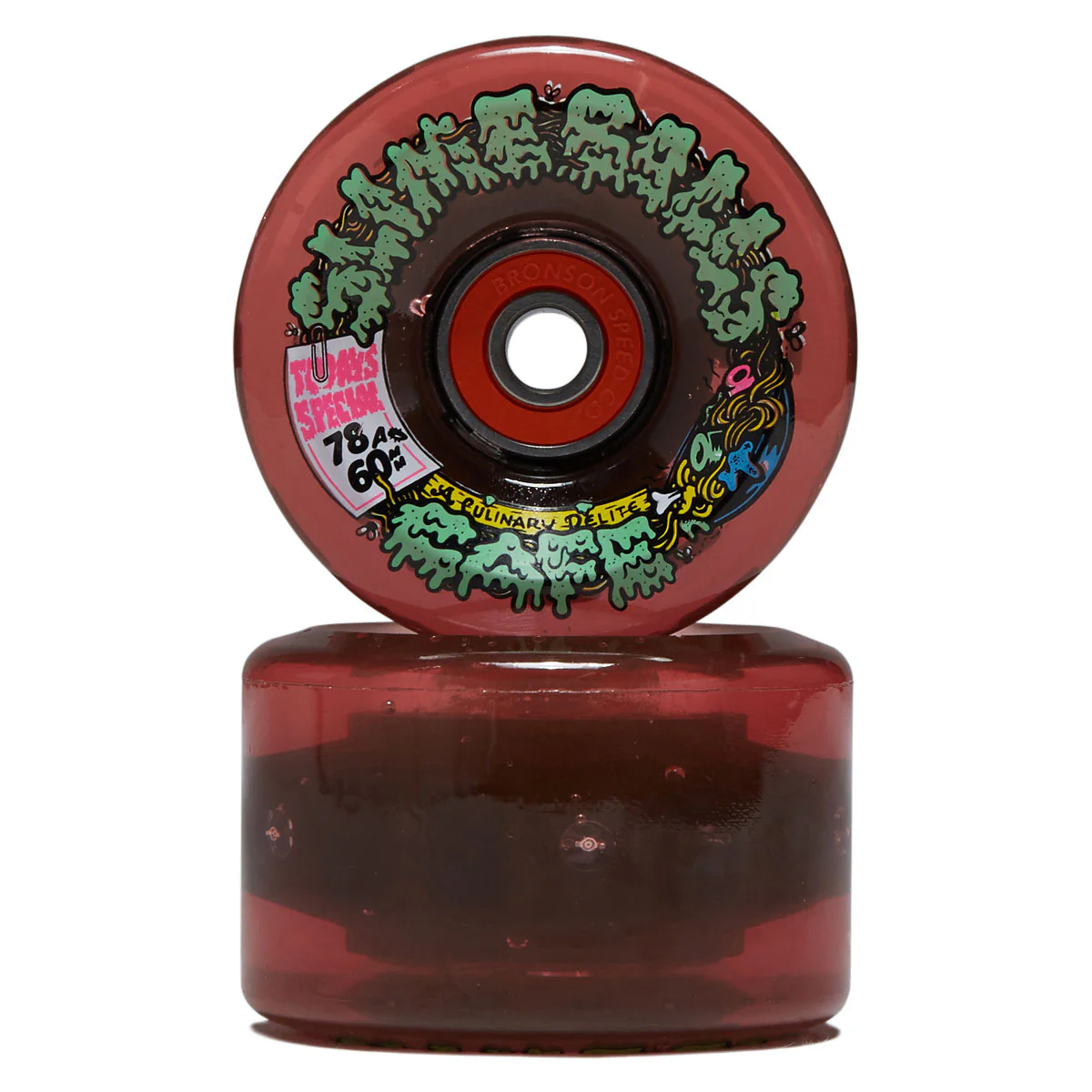 Slime Balls SB Cafe Light Ups OG Slime 78a Skateboard Wheels - Red - 60mm - Image 2