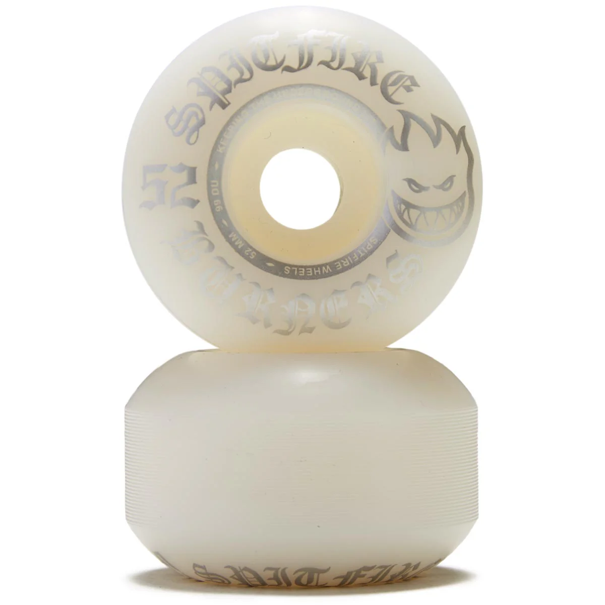 Spitfire 99du Burner Skateboard Wheels - White/Silver - 52mm - Image 2