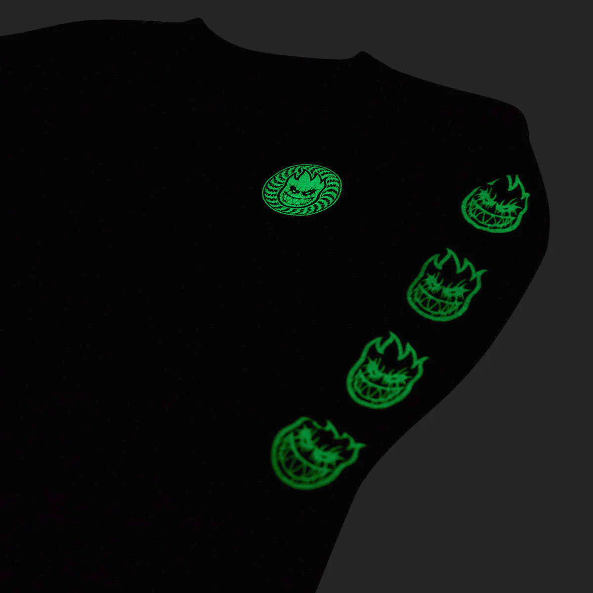 Spitfire Deathmask Classic Long Sleeve T-Shirt - Black/Glow - Image 3