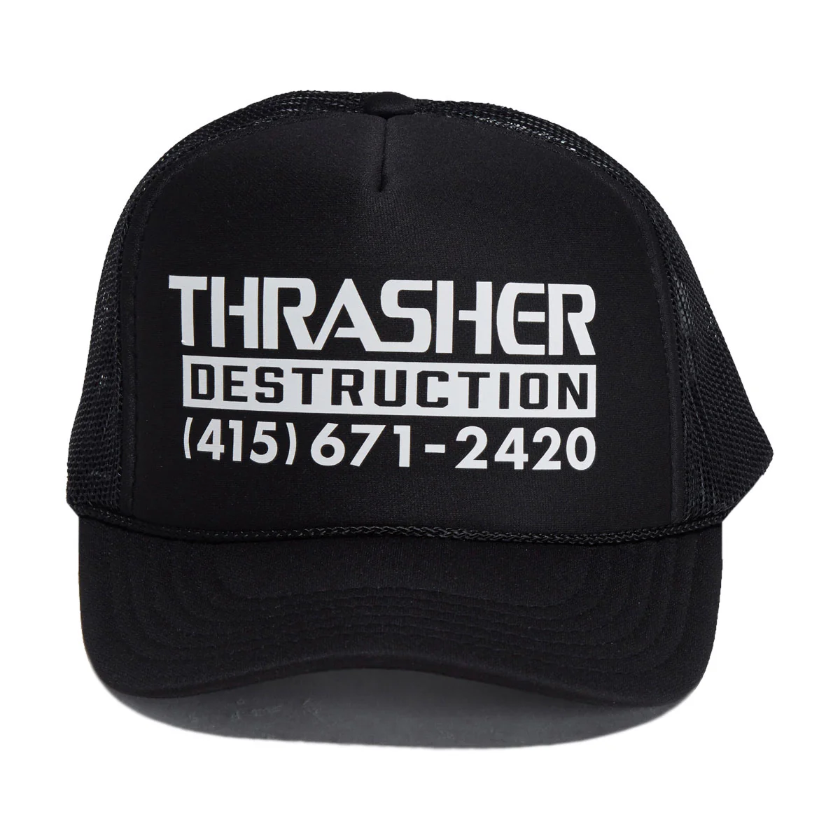 Thrasher Destruction Trucker Hat - Black/Black - Image 3