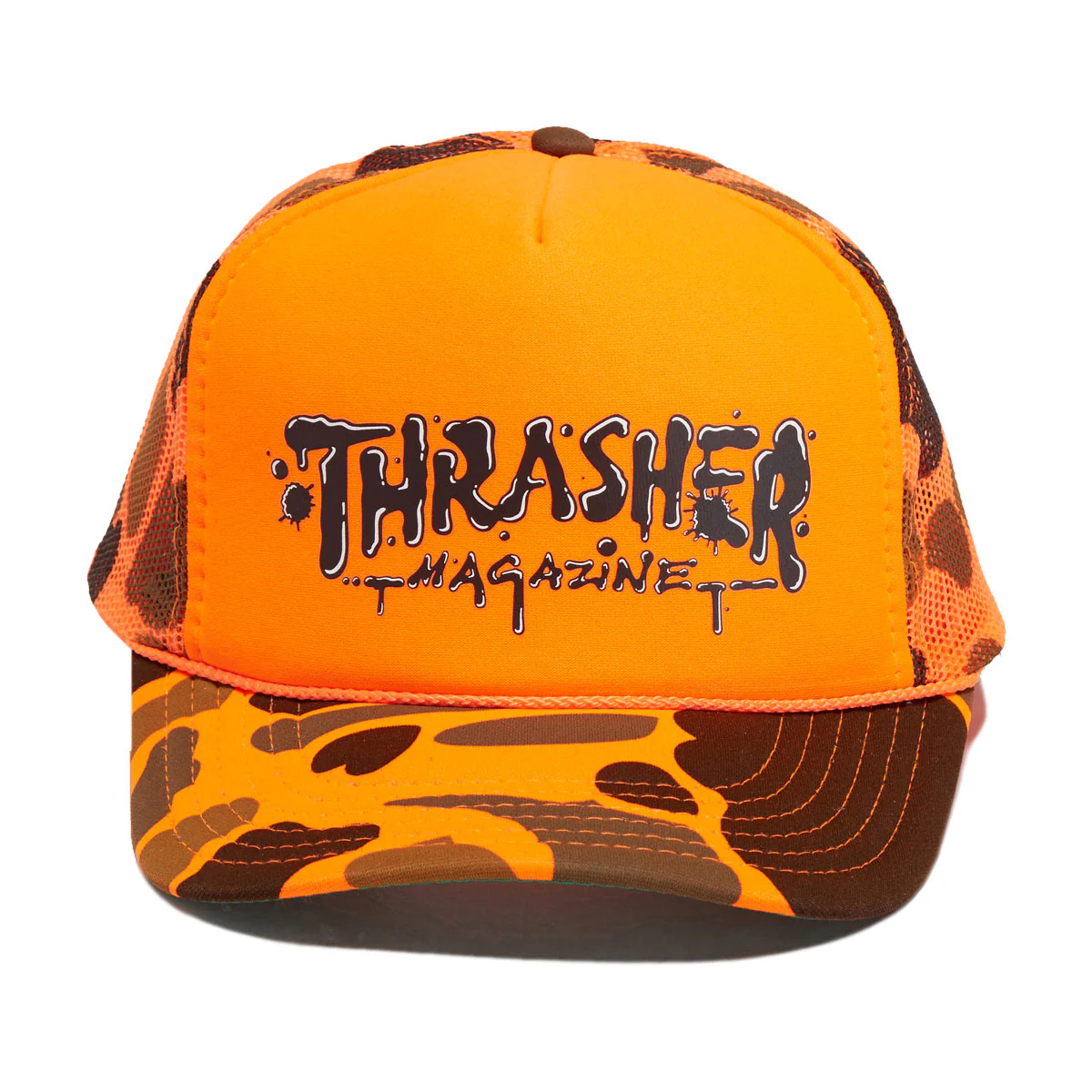 Thrasher Wet Paint Trucker Hat - Orange Camo - Image 3