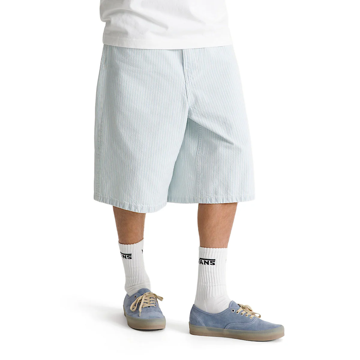 Vans Check 5 Baggy Striped Denim Shorts - Blue Ice Stripe - Image 4