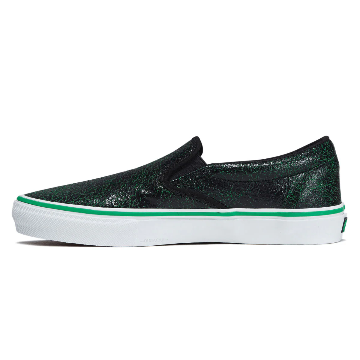Vans Skate Slip-On Shoes - Cracked Leather Black/Green - Image 2