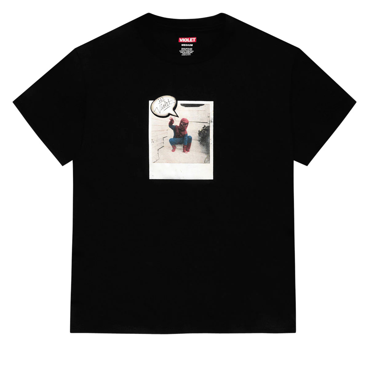 Violet Spiderman Polaroid T-Shirt - Black