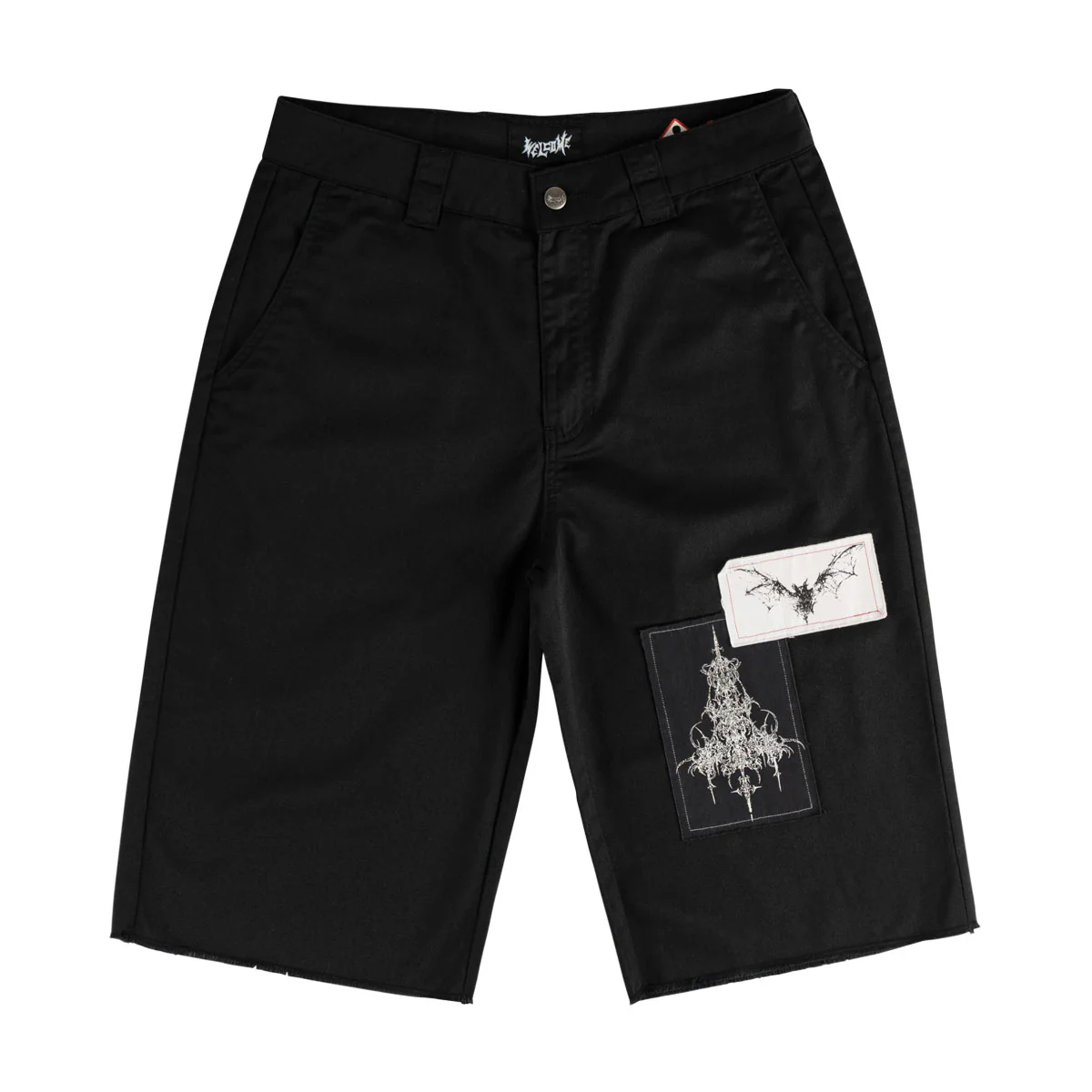 Welcome Shinner Cut-Off Twill Shorts - Black